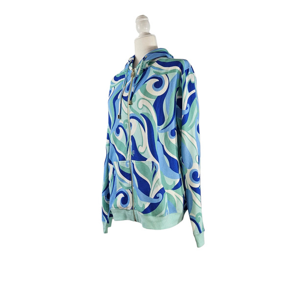 NWT Hill House The Allie Zip-Up Light Weight Jacket Sz. M Ocean Kaleidoscope - Picture 2 of 11